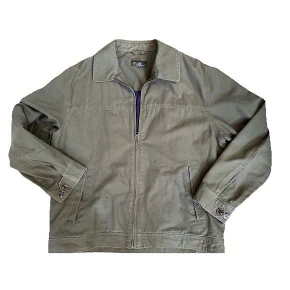 Eddie Bauer Chore Jacket‎ Men's L Army Green Gorpcore Barn Utility Coat Y2K - Picture 1 of 9